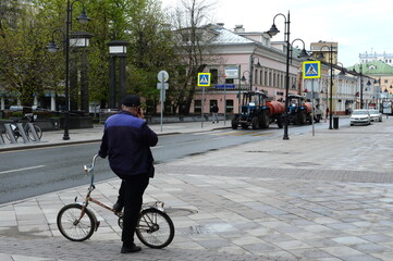On Pyatnitskaya street in Moscow during the epidemic of the coronavirus COVID-19 in Russia