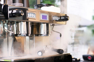 professional coffee machine for a couple. coffee house. coffee shop