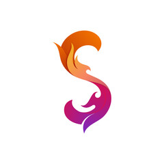 initial letter s with fire shape logo vector template