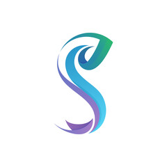 letter s with leaf logo vector template