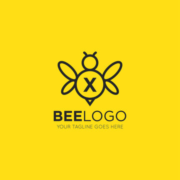 initial x letter bee logo vector illustration design template