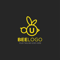 initial u letter bee logo vector illustration design template © squidone