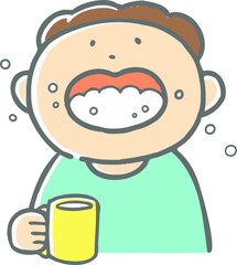 うがいする男性