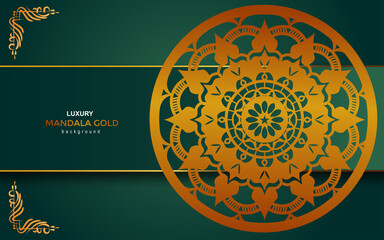 Luxury gold mandala ornate background for wedding invitation, book cover
