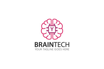 initial leter y brain logo and icon vector illustration design template