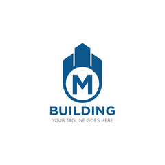 initial letter m building logo vector illustration design template