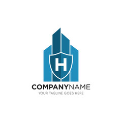initial letter h building logo vector illustration design template