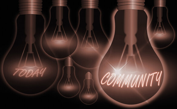 Text sign showing Community. Business photo text specific population with a common characteristics living together