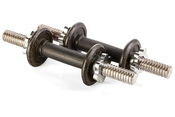 two barbells isolated on white background