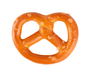 Bretzels cracker isolated on white background. Dry cracker cookies isolated. Salty snacks isolated. Top view.
