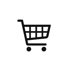 Shopping cart icon symbol. Flat shape web store button. Online shop logo sign. Vector illustration image.Black silhouette isolated on white background.