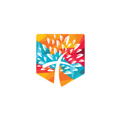 Tree religious cross symbol icon vector design.	