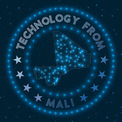 Technology From Mali. Futuristic geometric badge of the country. Technological concept. Round Mali logo. Vector illustration.