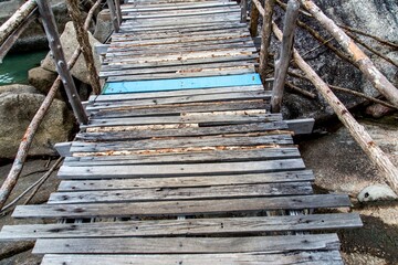 Bridge made of planks of wood