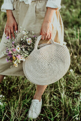woman picking flowers