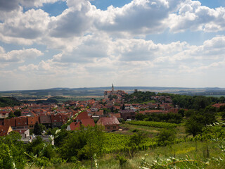 Fototapeta na wymiar Mikulov town, view of historic centre of czech town Mikulov, South Moravia