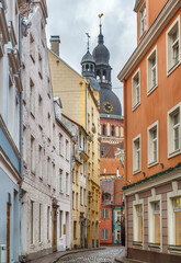 Fototapeta premium Street in Riga old town, Latvia