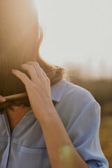 woman with her hair