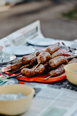 Street food on a table