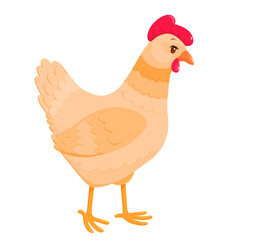 Cute cartoon chicken side view
