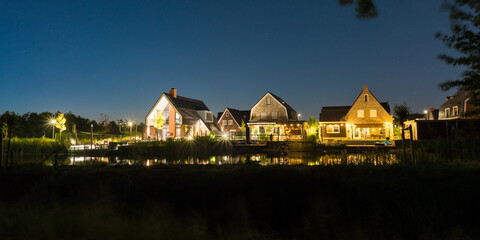 Obraz premium Night image of housing estate 