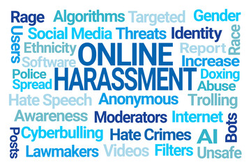 Obraz premium Online Harassment Word Cloud on White Background