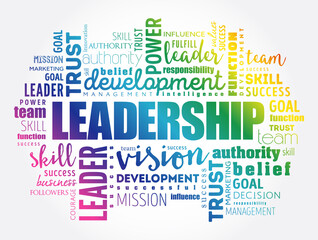 LEADERSHIP word cloud collage, business concept background