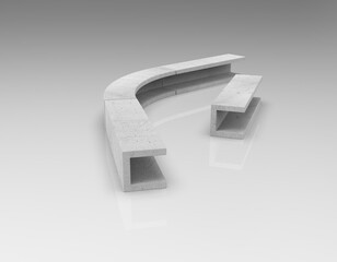 3d image of Bench Fence block with felling v2