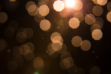 Lens Flare ,Sun Flare on black background object design. Bokeh Background or Overlay.