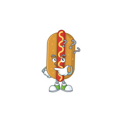 mascot design concept of hotdog with confuse gesture