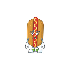 Hotdog Caricature design picture showing worried face
