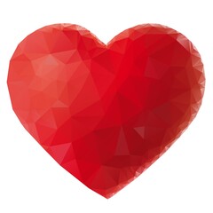 Low poly red heart on a white isolated background.Vector illustration.