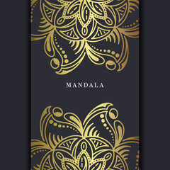 Luxury gold mandala ornate background for wedding invitation, book cover