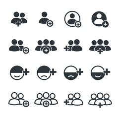 Add friend icon set/Flat icon set design, Out line vector icon set for design.