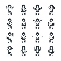 Girl,Baby,Aerobics icon set/Flat icon set design, Out line vector icon set for design.