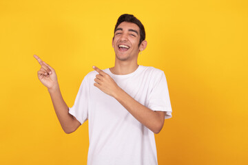 young teenage boy with t-shirt isolated on color background