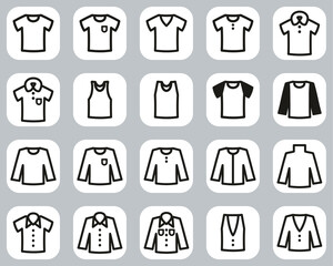 Shirt Icons Black & White Flat Design Set Big