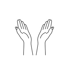 linear hands raised up icon