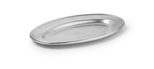 empty silver tray isolated