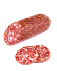 Smoked sausage salami isolated on a white background