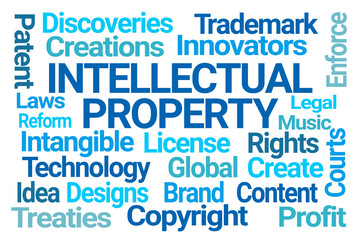 Intellectual Property Word Cloud on White Background