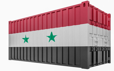 3D Illustration of Cargo Container with Syria Flag