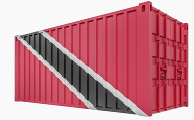 3D Illustration of Cargo Container with Trinidad and Tobago Flag