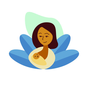 cute female flat illustration design breast feeding cute 