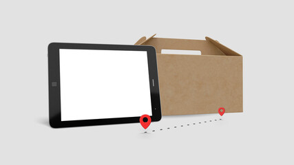 Online Delivery Box Mockup 3D Rendering Design