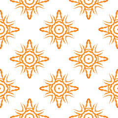 Hand painted tiled watercolor border. Orange 