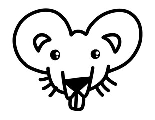 Cute metal mouse with big ears. Chinese New Year 2020. The year of rat/mice/mouse. - Vector cartoon funny sketch mouse. Doodle hand-drawn style. Template image for Happy new year party.