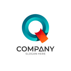 Initial letter Q business logo design, simple modern lettermark company brand identity