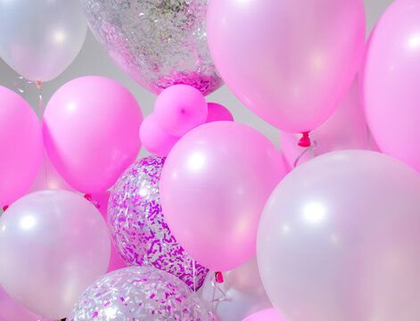 pink and blue balloons for party