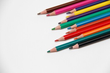 colored pencils on a white